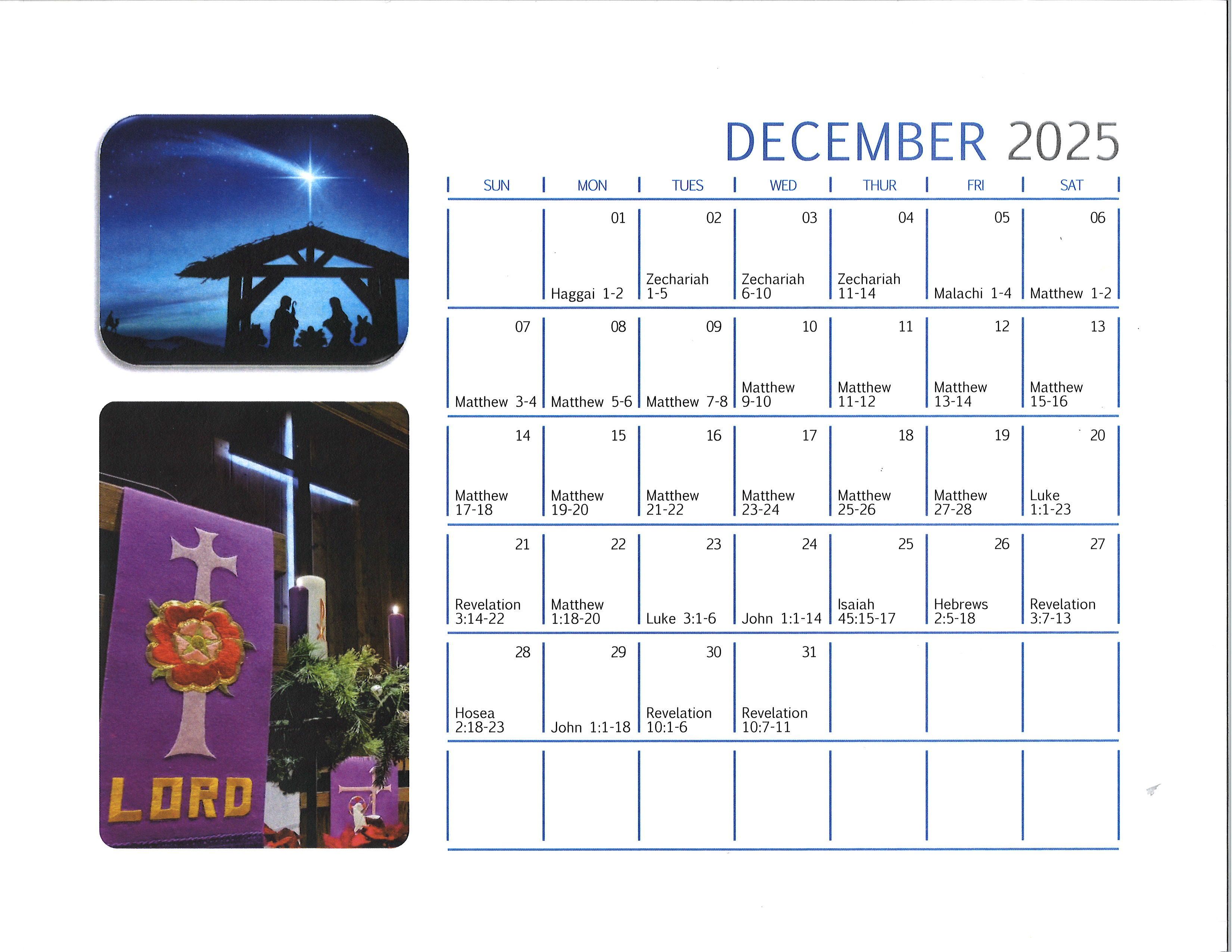 December Reading Calendar